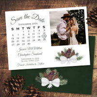 Calendário e Foto de Casamento Rustic Pinecones
