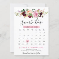 Calendário Floral Botânico Rosa-Rosa Pregado Plum