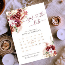 Calendário Floral Burgundy & Blush