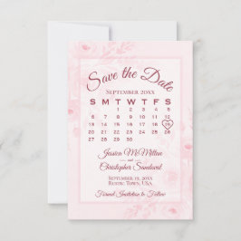 Reserve A Data Calendário Floral de Aquarela Rosa Bege Casamento 