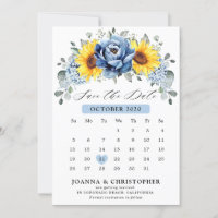 Calendário Floral de Girassol Dusty Blue Slate Peô