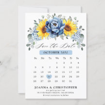 Calendário Floral de Girassol Dusty Blue Slate Peô