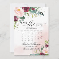 Calendário floral do mês de borboleta cor-de-rosa-