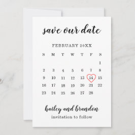Reserve A Data Calendário Fofo Coração Vermelho Casamento Moderno