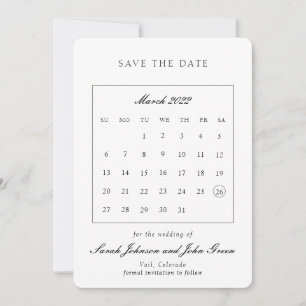 Reserve A Data Calendário Minimalista de Salve a Data