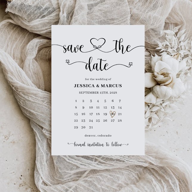 Reserve A Data Calendário Minimalista Moderno Simples | Casamento (Criador carregado)