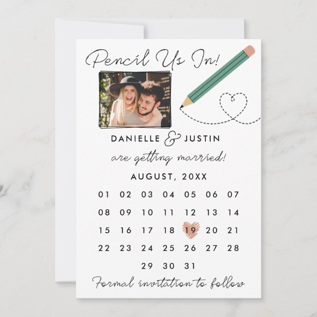 Reserve A Data Calendário Moderno "Lápis-nos" (Frente)