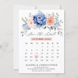 Reserve A Data Calendário Navy Blue Slate Blush Save The Date