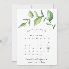Reserve A Data Calendário Rustic Elegant Greenery Casamento