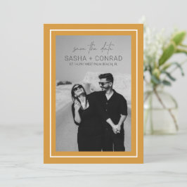 Reserve A Data Calêndula Amarelo Borda Negrita Foto Casamento Mod