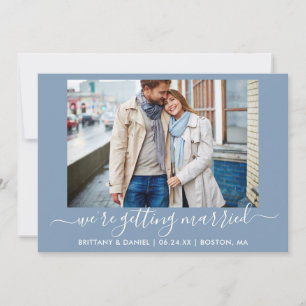 Reserve A Data Caligrafia Azul Empoeirado Casando