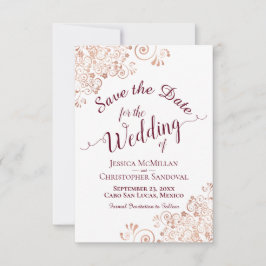 Reserve A Data Caligrafia Burgundy Elegante e Casamento Dourado R