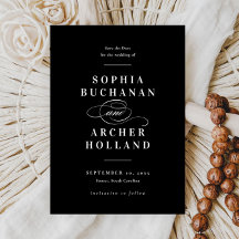 Caligrafia Elegante Casamento Negro e Branco