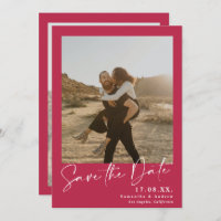 Caligrafia elegante magenta 2 fotos salvam a data