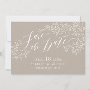 Reserve A Data Caligrafia floral Kraft rustic salva a data