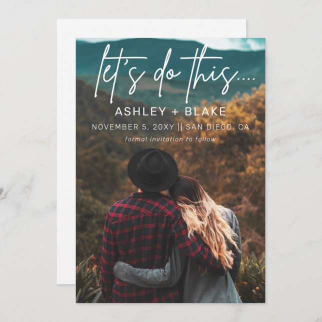 Reserve A Data Caligrafia manuscrita na moda Salve a data (Frente/Verso)