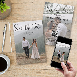 Reserve A Data caligrafia minimalista casal 2 fotos qr code