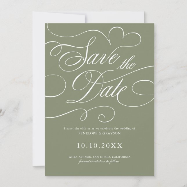 Reserve A Data Caligrafia moderna atemporal Código QR casamento S (Frente)