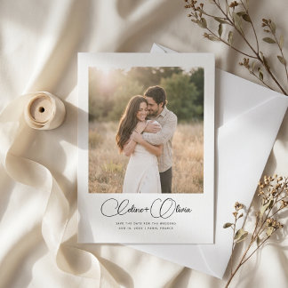 Reserve A Data Caligrafia Moderna e Elegante Uma Foto Casamento