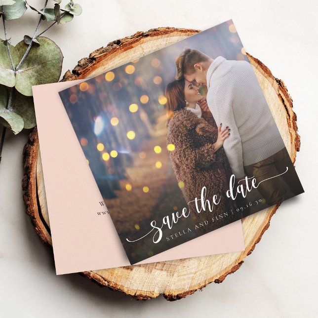 Reserve A Data Caligrafia Moderna Foto Casamento (Modern Calligraphy Photo Wedding Save The Date)