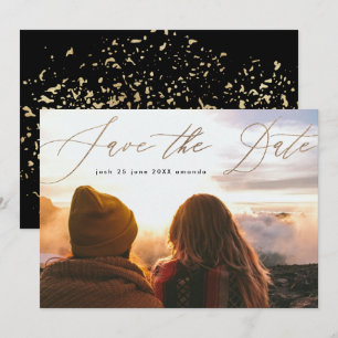 Reserve A Data Caligrafia Moderna Simples Gold Foil O Casamento