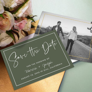 Reserve A Data Caligrafia moderna Verde escuro Não Foto