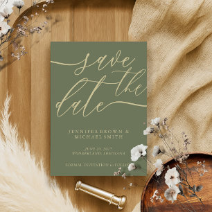 Reserve A Data Caligrafia Personalizada de Sage e Casamento Doura