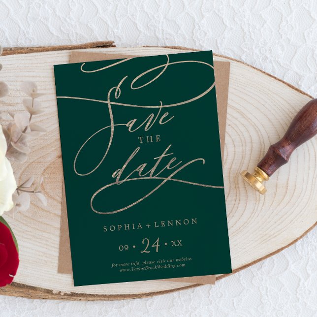 Reserve A Data Caligrafia Verde Romântica (Criador carregado)