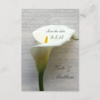Calla lily em escrita manual guarde a data