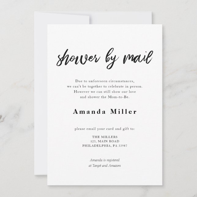 Reserve A Data Calliografia Chá de panela bebê por correio eletrô (Frente)