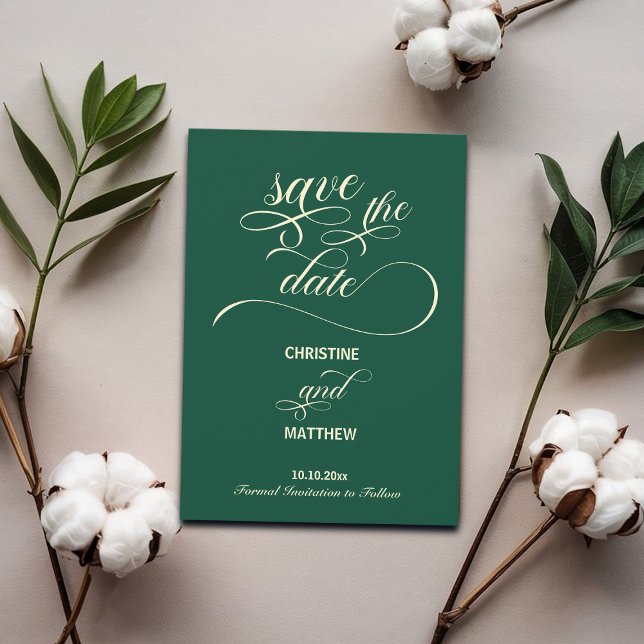 Reserve A Data Calliografia Teal Wedding Elegante (Criador carregado)