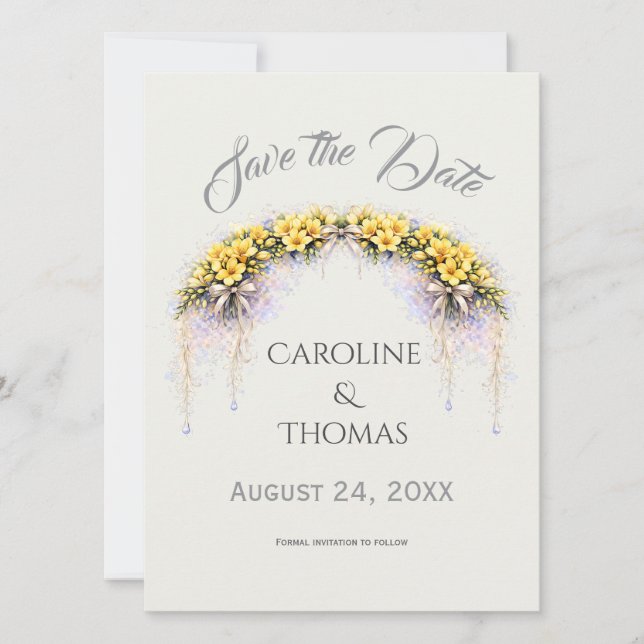 Reserve A Data Canary Yellow Romantic Freesia  Floral Wedding (Frente)