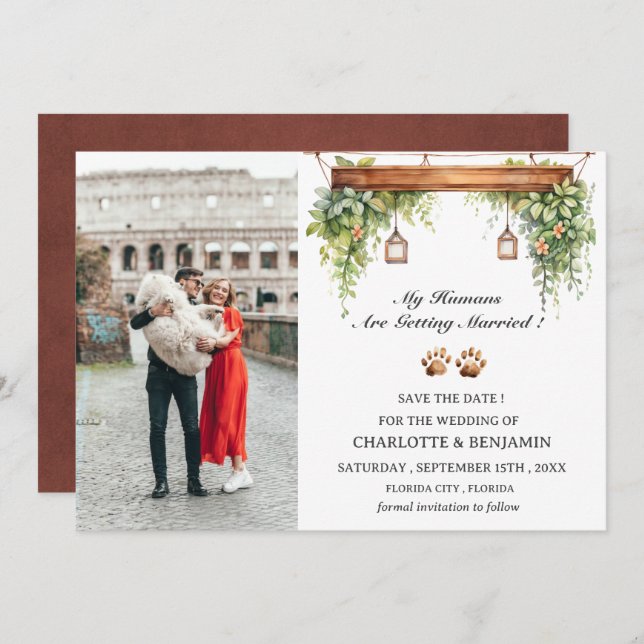 Reserve A Data Cão Russo de Fotografia Personalizado (Frente/Verso)