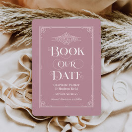 Reserve A Data Capa de Livro Vintage Rosa Empoeirada Casamento