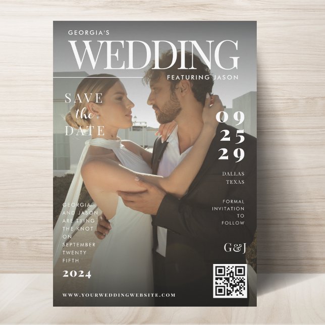 Reserve A Data Capa de Revista Engraçada Foto Escura Casamento Ún (Criador carregado)