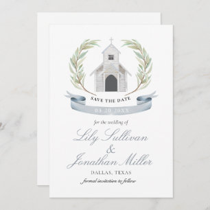 Reserve A Data Capela da Igreja do Casamento do Pastel Azul Claro