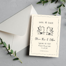 Reserve A Data Caprichoso Save the Date de Pombo Desenhado à Mão