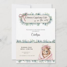 Reserve A Data Capybara Baby Shower Invitation • Greenery Theme