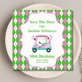 Reserve A Data Carrinho de Golfe Elegante pronto para o aniversár