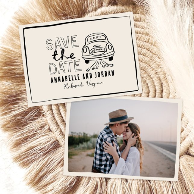 Reserve A Data Carro branco e branco preto desenhado à mão (Criador carregado)