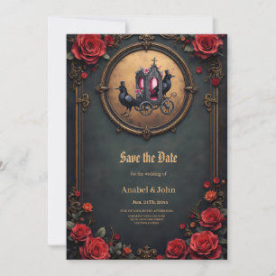 Reserve A Data Carruagem gótica com Ravens e Rosas.
