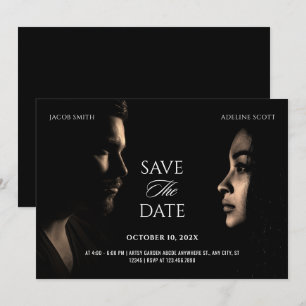 Reserve A Data Cartaz de filme dramático de casamento preto escur