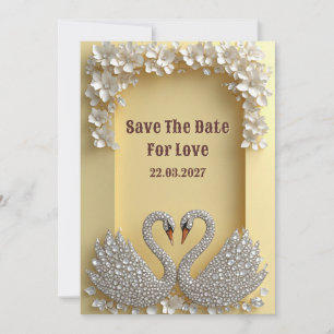 Reserve A Data Casal de Cisnes Diamantados Tema Warm Glam