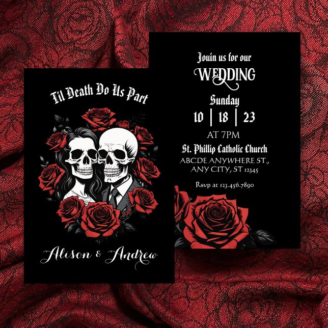 Reserve A Data Casal de crânios gótico com rosas casamento  (Criador carregado)