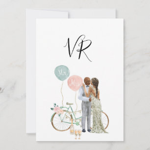 Reserve A Data Casal Ilustrado Afro-Americano Save The Date