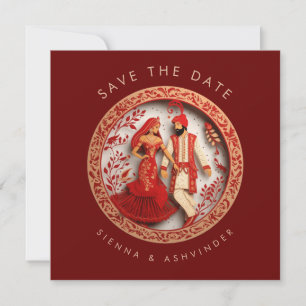 Reserve A Data Casal Indiano Save The Date de Casamento