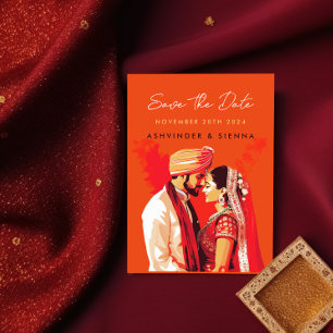 Reserve A Data Casal Indiano Save The Date de Casamento