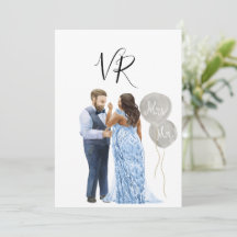 Casal Inter-racial Ilustrado Salvar a Data