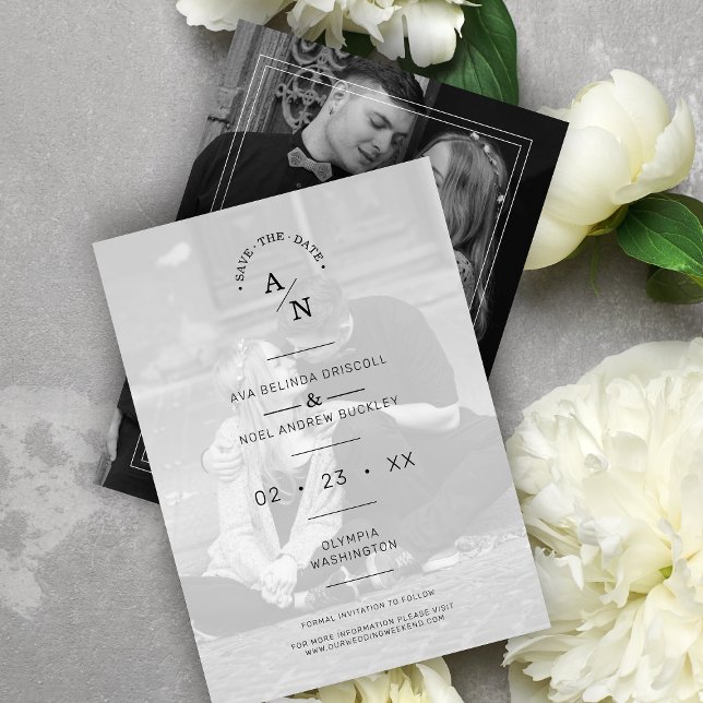 Reserve A Data Casal Simples de Caligrafia Moderna 2 Fotografias (Criador carregado)