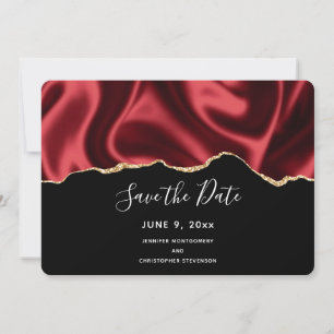 Reserve A Data Casamento Abstrato do Design Satin de Satin Vermel